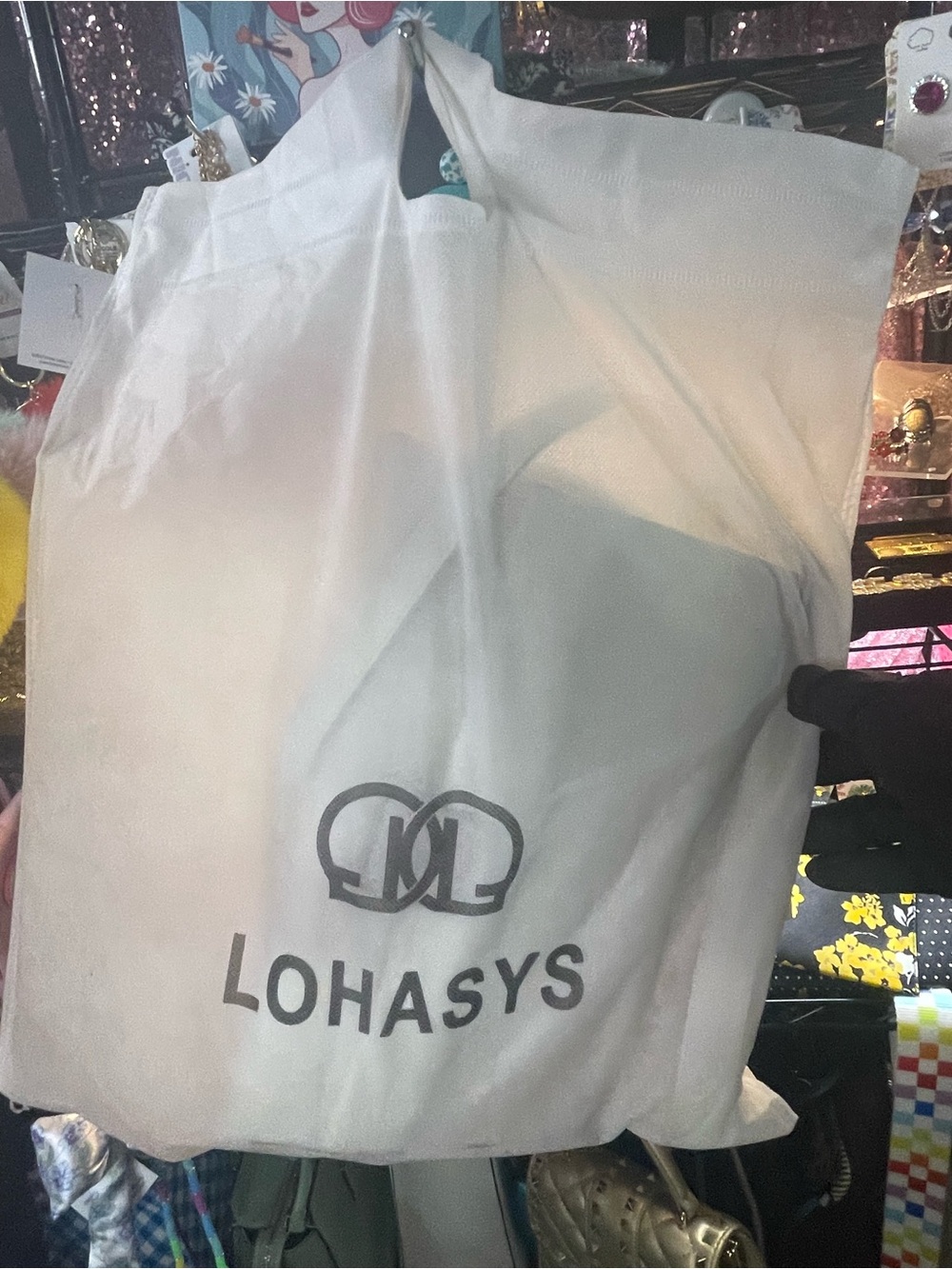 White Shoulder Bag with Protective Dust Cover